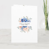 Invitation Mariage floral rose bleu marine (Dos)
