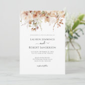 Invitation Mariage floral rose-bleu neutre (Debout devant)