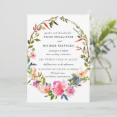 Invitation Mariage floral rose boho moderne (Debout devant)