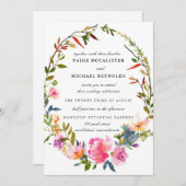 Invitation Mariage floral rose boho moderne (Devant / Derrière)
