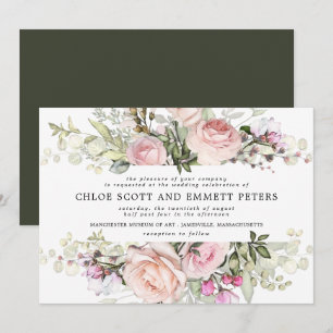 Invitation Mariage Floral rose Boho moderne