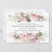Invitation Mariage Floral rose Boho moderne (Devant)