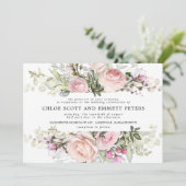 Invitation Mariage Floral rose Boho moderne (Debout devant)