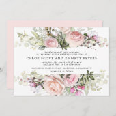Invitation Mariage Floral rose Boho moderne (Devant / Derrière)