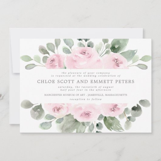 Invitation Mariage Floral rose Boho moderne (Devant)