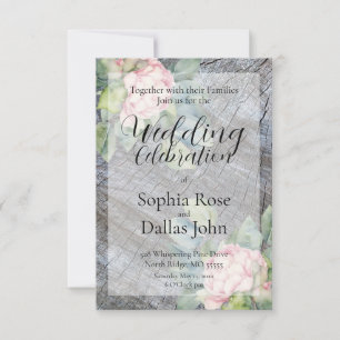 Invitation Mariage floral rose boho rustique