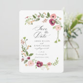 Invitation Mariage floral rose Boho vintage (Debout devant)