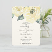 Invitation Mariage floral Rose Botanique Blanc classique (Debout devant)