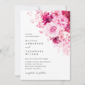 Invitation Mariage Floral Rose Chaud (Devant)