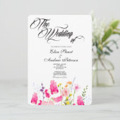 Invitation Mariage Floral Rose Chaud de Luxe (Debout devant)