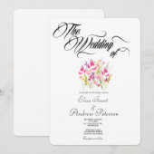 Invitation Mariage Floral Rose Chaud Luxe (Devant / Derrière)