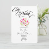 Invitation Mariage Floral Rose Chaud Luxe (Debout devant)