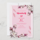 INVITATION MARIAGE FLORAL ROSE CLASSÉ (Devant)