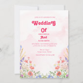 INVITATION MARIAGE FLORAL ROSE COULEUR D'EAU CLASSÉE (Devant)