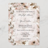 Invitation Mariage floral rose crème (Devant / Derrière)
