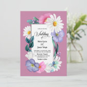 Invitation Mariage floral rose Daisy (Debout devant)