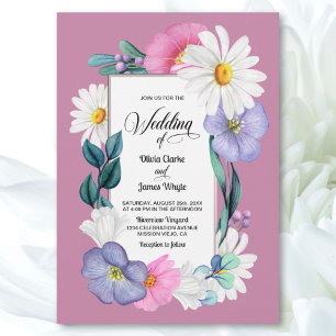 Invitation Mariage floral rose Daisy