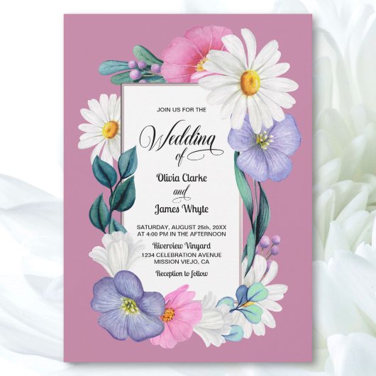Invitation Mariage floral rose Daisy