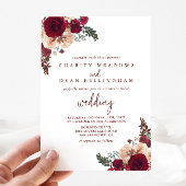 Invitation Mariage floral rose de Bourgogne
