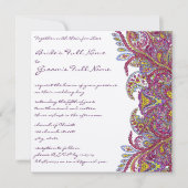 Invitation Mariage floral rose de framboise Paisley Damask (Devant)