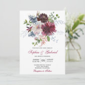 Invitation Mariage floral rose de la marine botanique moderne (Debout devant)