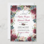 Invitation Mariage floral rose de la marine botanique moderne (Devant)