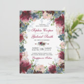 Invitation Mariage floral rose de la marine botanique moderne (Debout devant)