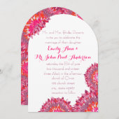 Invitation Mariage floral rose de prune de framboise (Devant / Derrière)