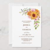 Invitation Mariage floral Rose de tournesol (Devant)
