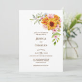 Invitation Mariage floral Rose de tournesol (Debout devant)
