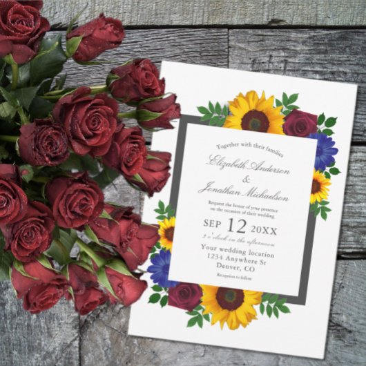 Invitation Mariage floral Rose de tournesol