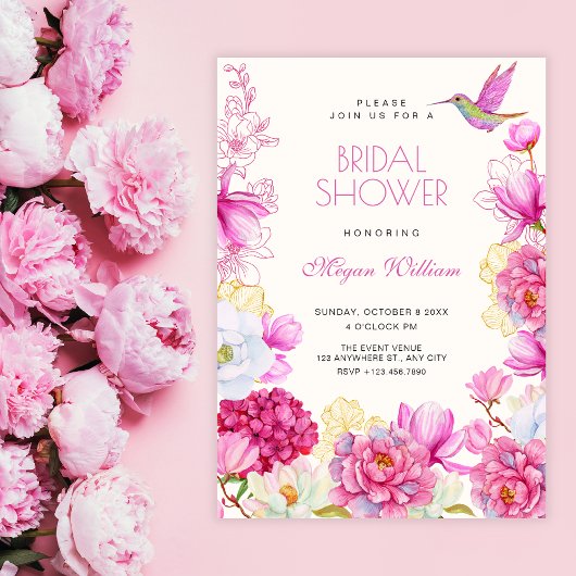 Invitation Mariage floral rose débourbage