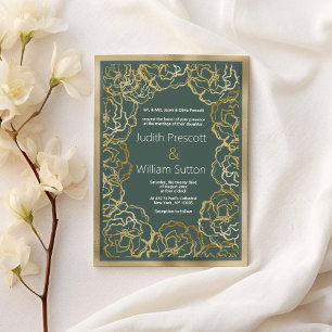 Invitation Mariage floral rose doré roux romantique