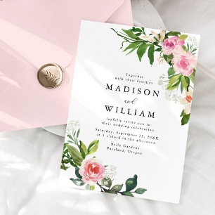 Invitation Mariage floral rose doux