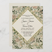 Invitation Mariage floral rose doux romantique à cadre doré (Devant / Derrière)