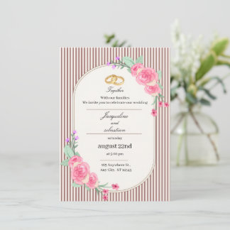 Invitation Mariage Floral Rose Élégant