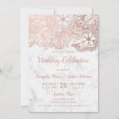Invitation mariage floral Rose en marbre blanc (Devant)