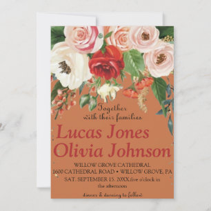 Invitation Mariage floral rose et blanc Magnolia