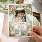 Invitation Mariage floral rose et blanc pastel Enregistrer la