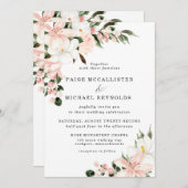 Invitation Mariage floral rose et blanc rustique (Devant / Derrière)