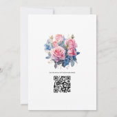Invitation Mariage floral rose et bleu (Dos)