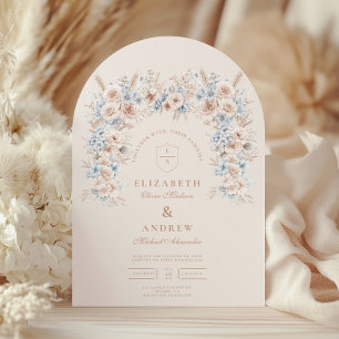 Invitation Mariage floral rose et bleu