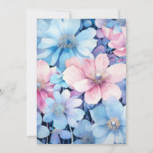 Invitation Mariage floral rose et bleu clair (Dos)