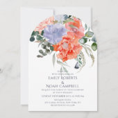 Invitation Mariage floral rose et bleu clair (Devant)