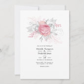 Invitation Mariage floral rose et Faux Foil (Devant)