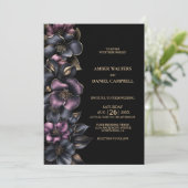 Invitation Mariage floral rose et gris élégant (Debout devant)