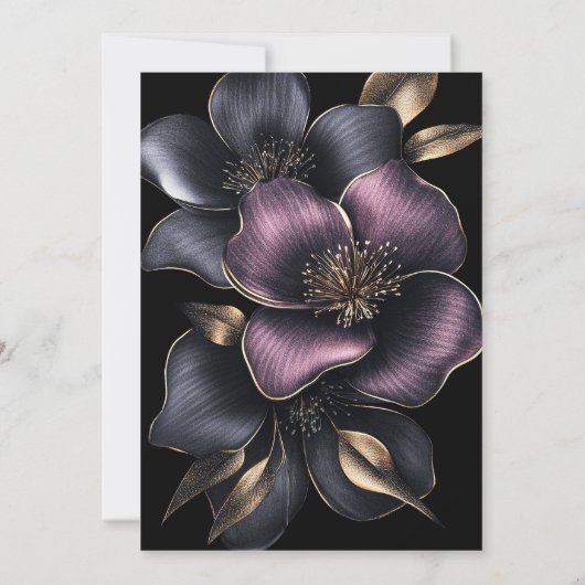 Invitation Mariage floral rose et gris élégant (Dos)