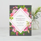 Invitation Mariage floral rose et gris moderne Enregistrer la (Debout devant)