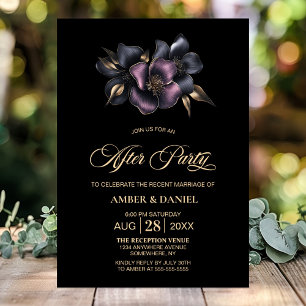 Invitation Mariage floral rose et gris poussiéreux après la f