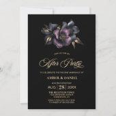 Invitation Mariage floral rose et gris poussiéreux après la f (Devant)